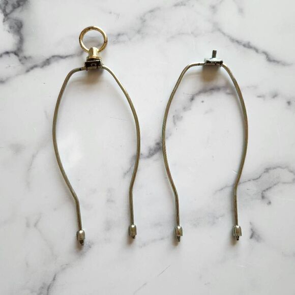 2 lamp shade golden harp 11" gold arch metal bracket - Picture 1 of 4